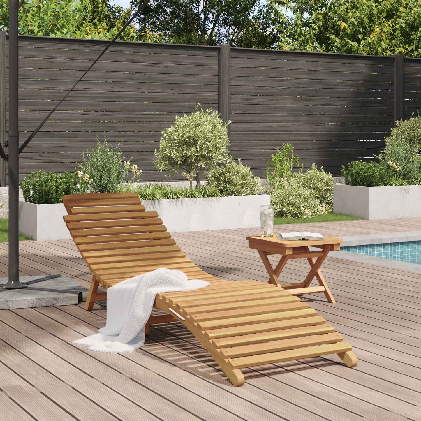 vidaXL Sun Lounger Brown 198 x 55 x 58.5 cm Solid Teak Wood