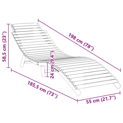 vidaXL Sun Lounger Brown 198 x 55 x 58.5 cm Solid Teak Wood