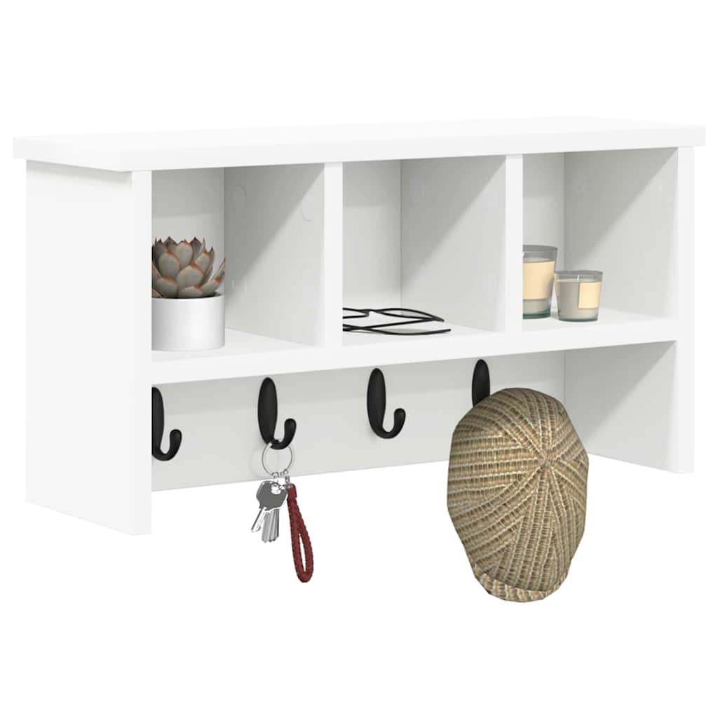 vidaXL Wall-Mounted Coat Rack White 50 x 16 x 26 cm Engineered wood