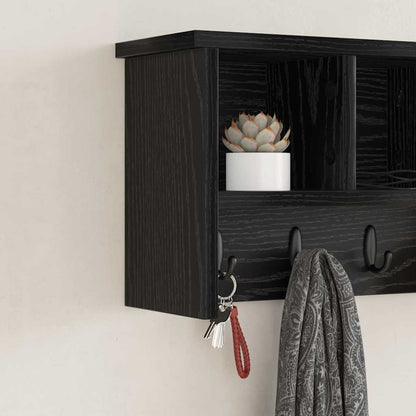 vidaXL Wall-Mounted Coat Rack with Shelf Black Oak 50 x 16 x 26 cm