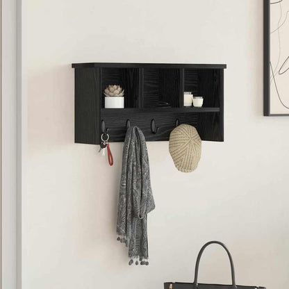 vidaXL Wall-Mounted Coat Rack with Shelf Black Oak 50 x 16 x 26 cm