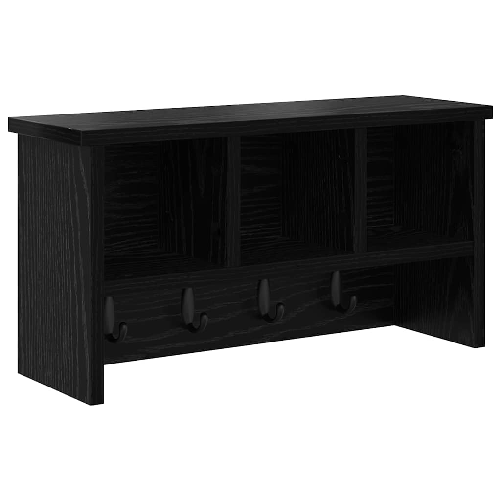 vidaXL Wall-Mounted Coat Rack with Shelf Black Oak 50 x 16 x 26 cm