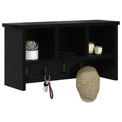 vidaXL Wall-Mounted Coat Rack with Shelf Black Oak 50 x 16 x 26 cm