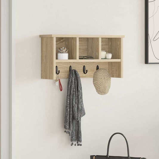vidaXL Wall-Mounted Coat Rack with Shelf Sonoma Oak 50 x 16 x 26 cm