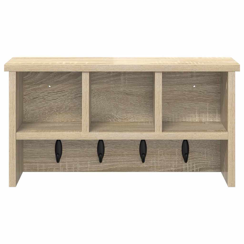 vidaXL Wall-Mounted Coat Rack with Shelf Sonoma Oak 50 x 16 x 26 cm