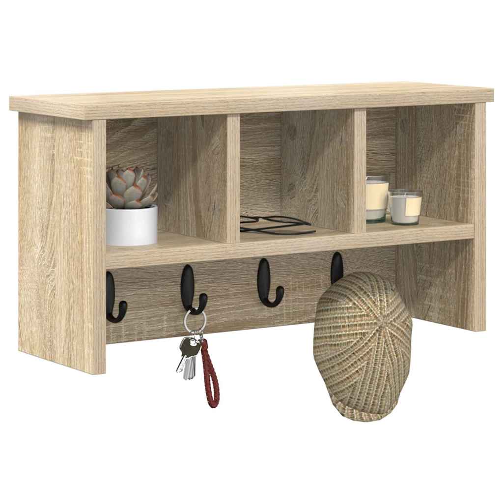 vidaXL Wall-Mounted Coat Rack with Shelf Sonoma Oak 50 x 16 x 26 cm