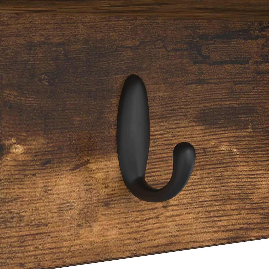 vidaXL Wall-Mounted Coat Rack with Shelf Smoked Oak 50 x 16 x 26 cm