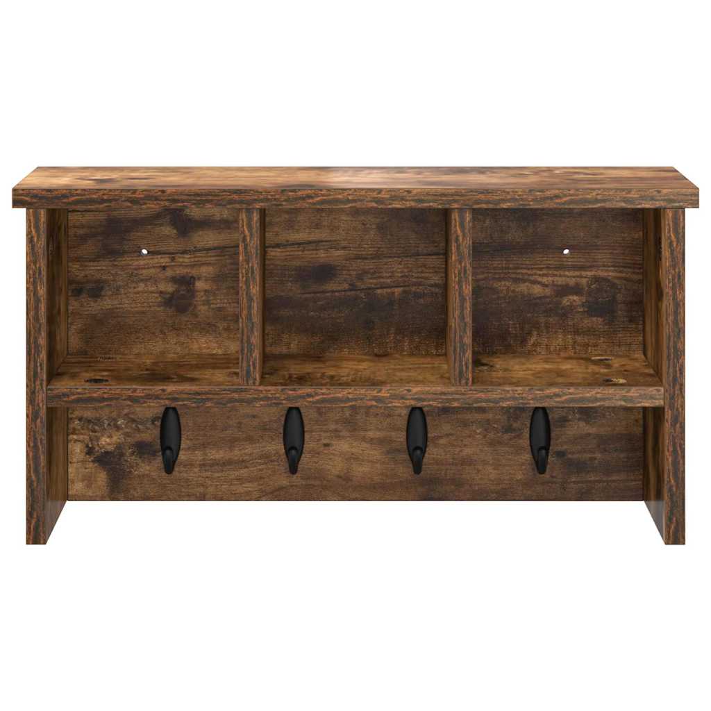 vidaXL Wall-Mounted Coat Rack with Shelf Smoked Oak 50 x 16 x 26 cm