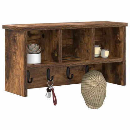 vidaXL Wall-Mounted Coat Rack with Shelf Smoked Oak 50 x 16 x 26 cm