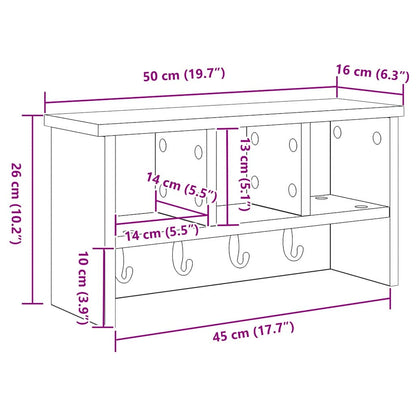 vidaXL Wall-Mounted Coat Rack with Shelf Smoked Oak 50 x 16 x 26 cm