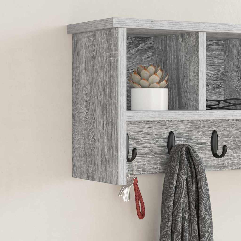 vidaXL Wall-Mounted Coat Rack with Shelf Grey Sonoma 50 x 16 x 26 cm