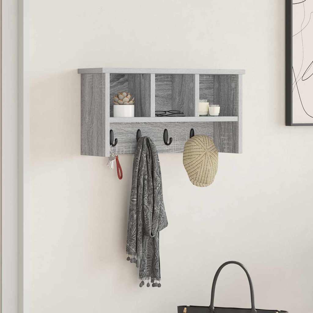 vidaXL Wall-Mounted Coat Rack with Shelf Grey Sonoma 50 x 16 x 26 cm