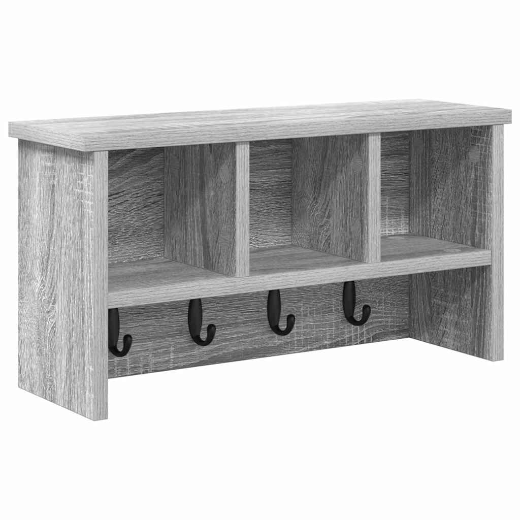 vidaXL Wall-Mounted Coat Rack with Shelf Grey Sonoma 50 x 16 x 26 cm