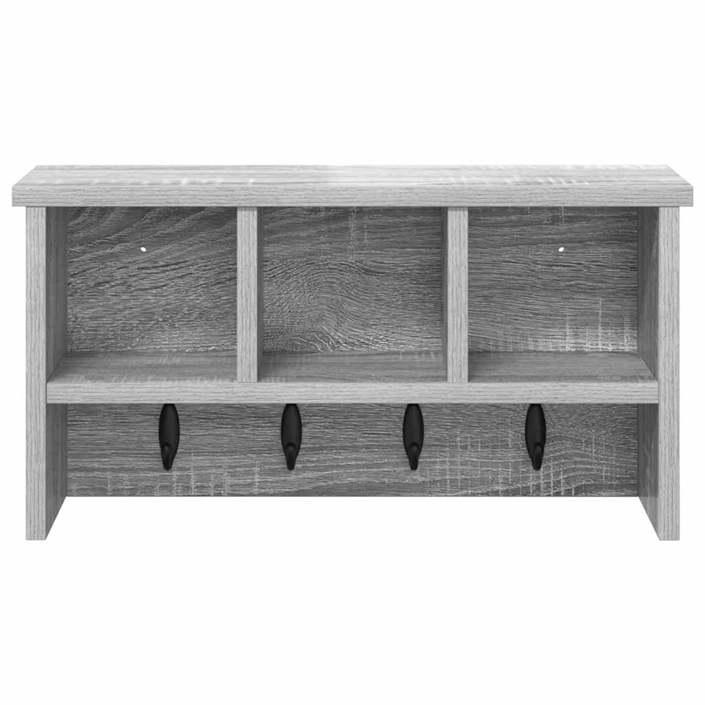 vidaXL Wall-Mounted Coat Rack with Shelf Grey Sonoma 50 x 16 x 26 cm