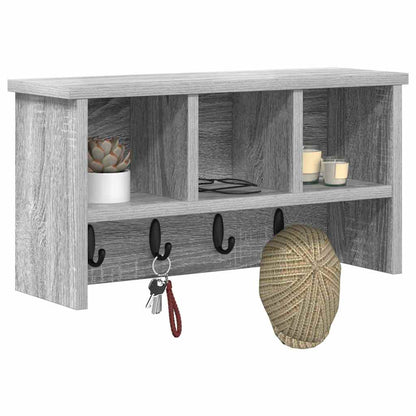 vidaXL Wall-Mounted Coat Rack with Shelf Grey Sonoma 50 x 16 x 26 cm