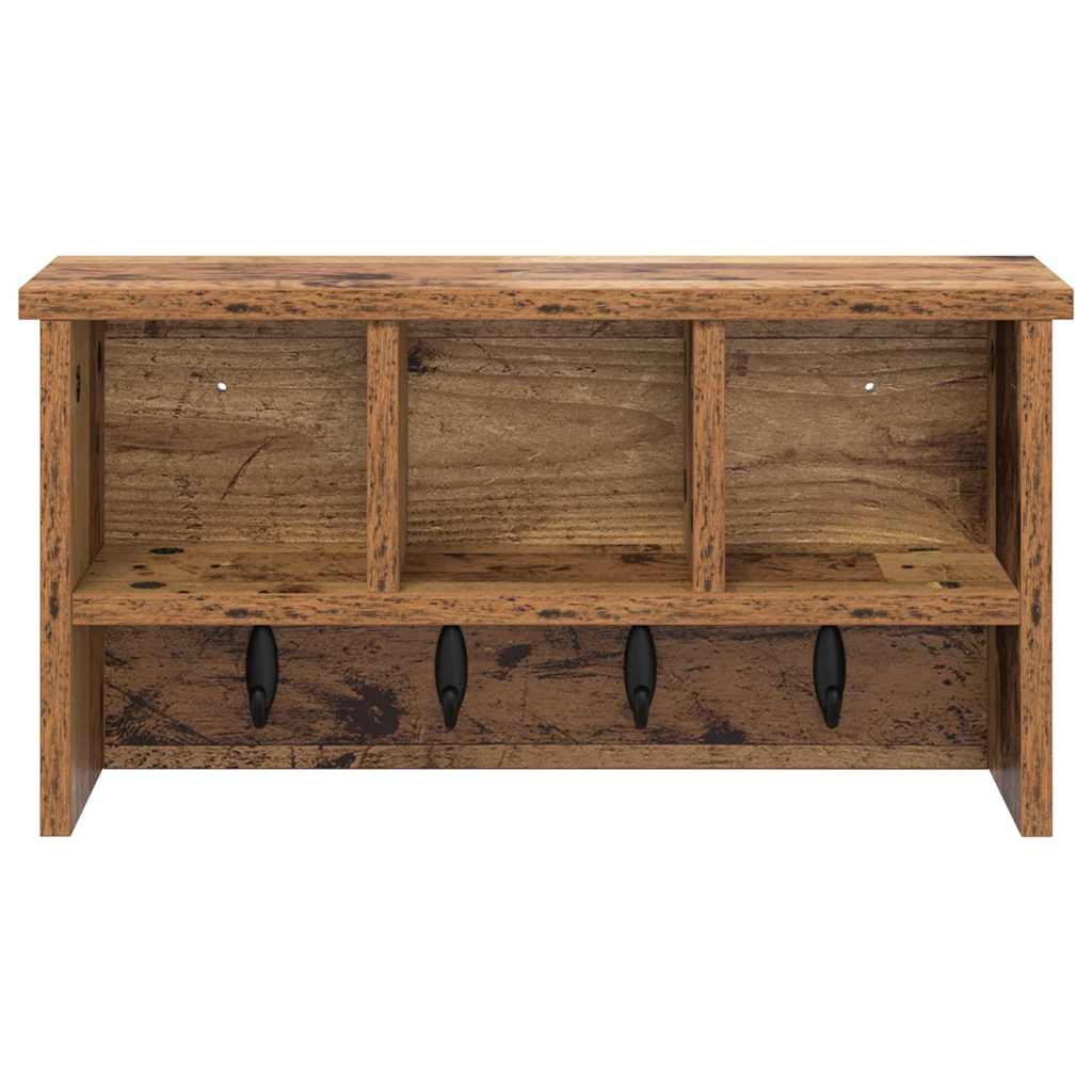 vidaXL Wall-Mounted Coat Rack Old Wood 50 x 16 x 26 cm Engineered wood