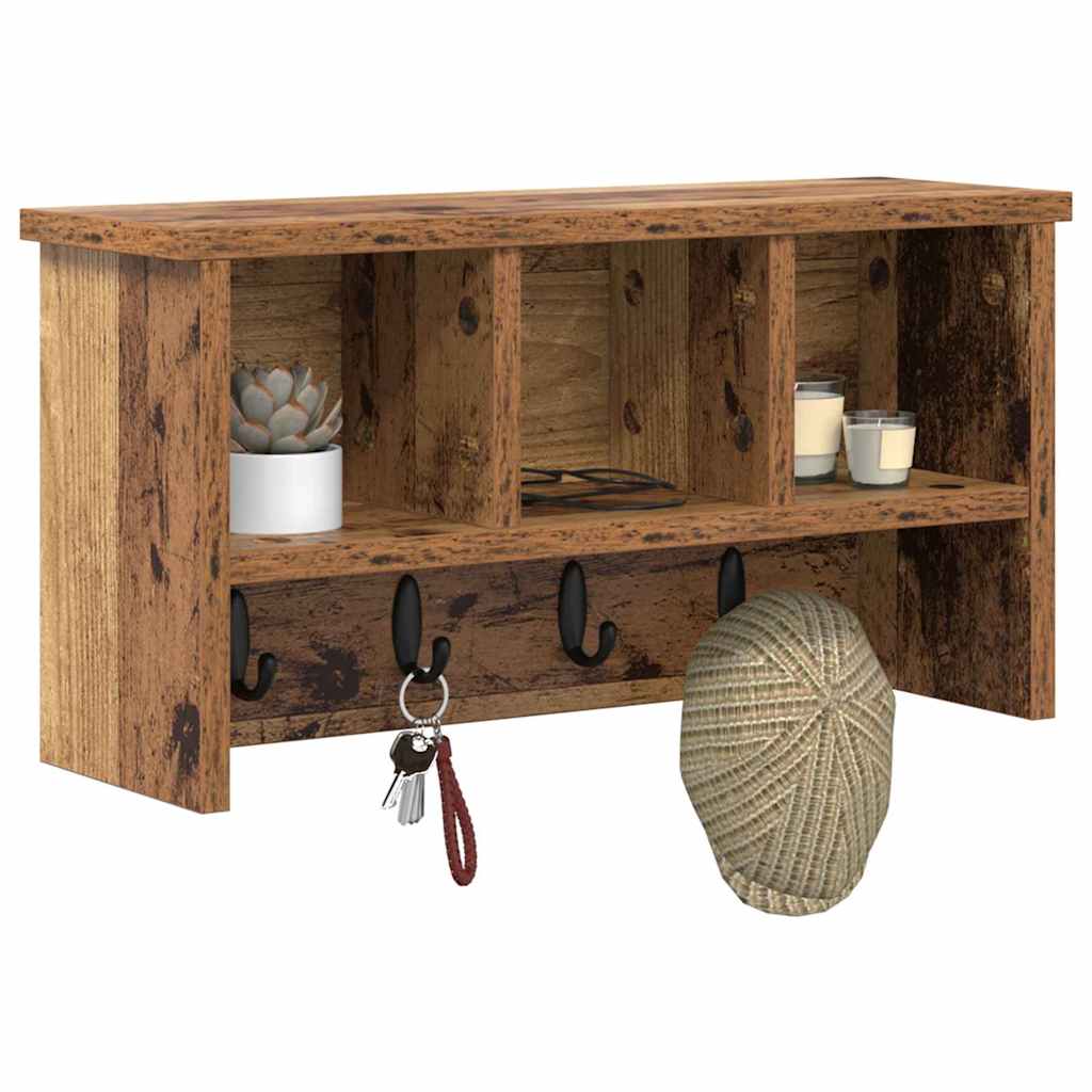 vidaXL Wall-Mounted Coat Rack Old Wood 50 x 16 x 26 cm Engineered wood
