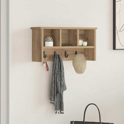 vidaXL Wall-Mounted Coat Rack with Shelf Artisan Oak 50 x 16 x 26 cm