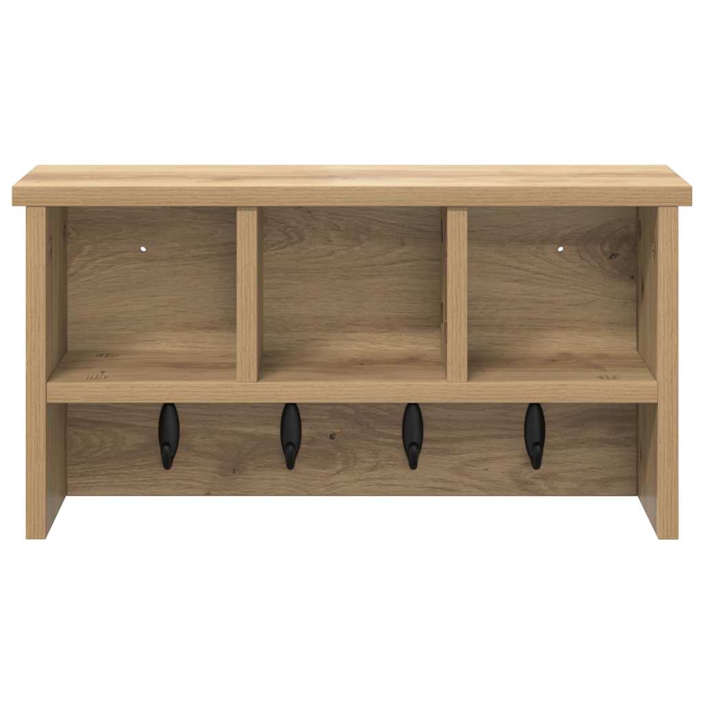 vidaXL Wall-Mounted Coat Rack with Shelf Artisan Oak 50 x 16 x 26 cm