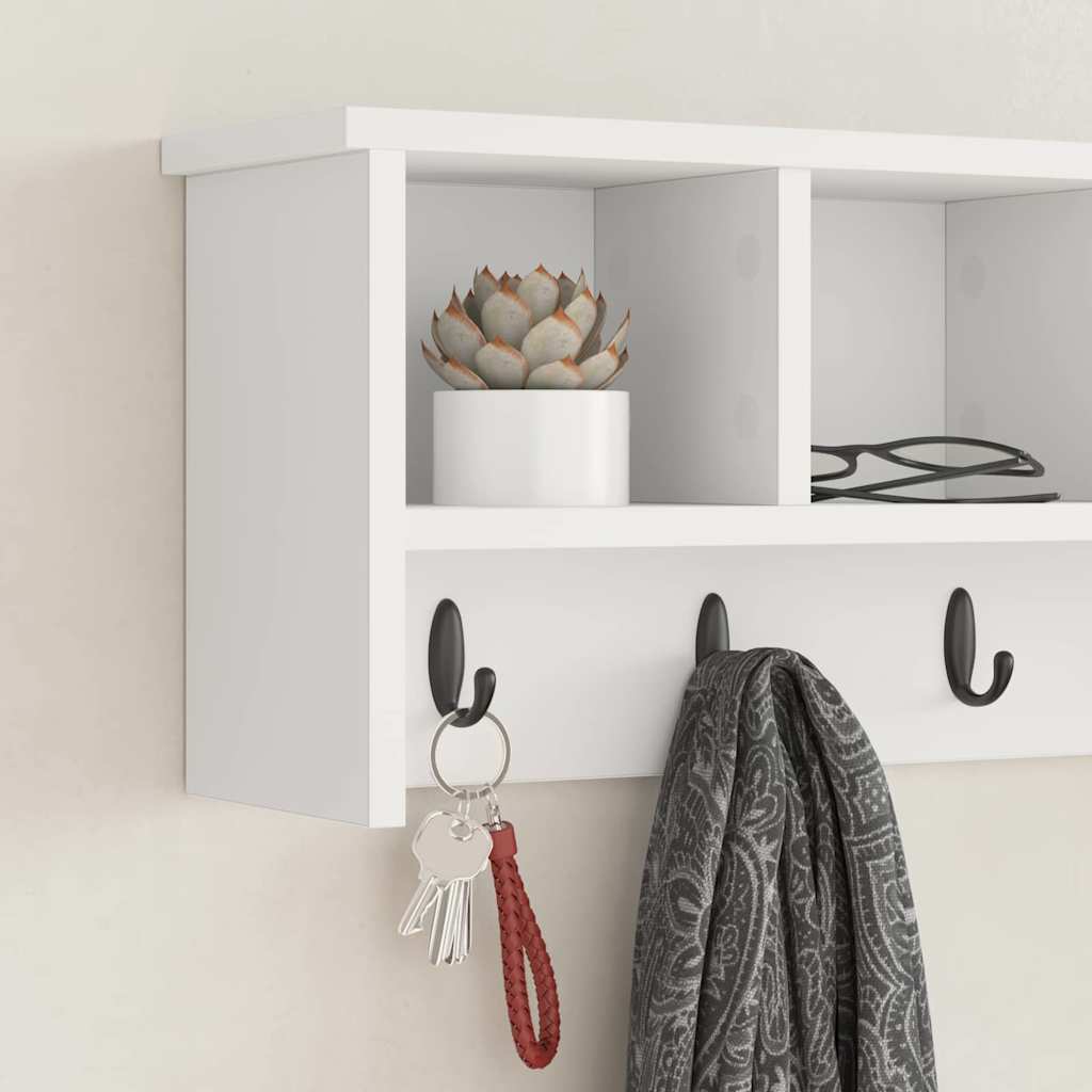 vidaXL Wall-Mounted Coat Rack White 75 x 16 x 26 cm Engineered wood