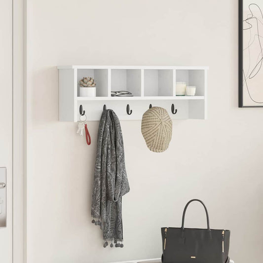 vidaXL Wall-Mounted Coat Rack White 75 x 16 x 26 cm Engineered wood