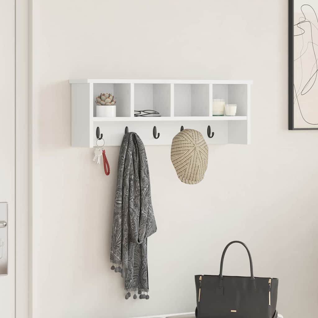 vidaXL Wall-Mounted Coat Rack Wall-Mounted White 75 x 16 x 26 cm