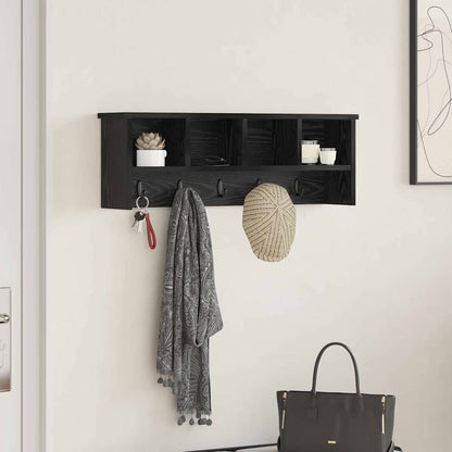 vidaXL Wall-Mounted Coat Rack with Shelf Black Oak 75 x 16 x 26 cm