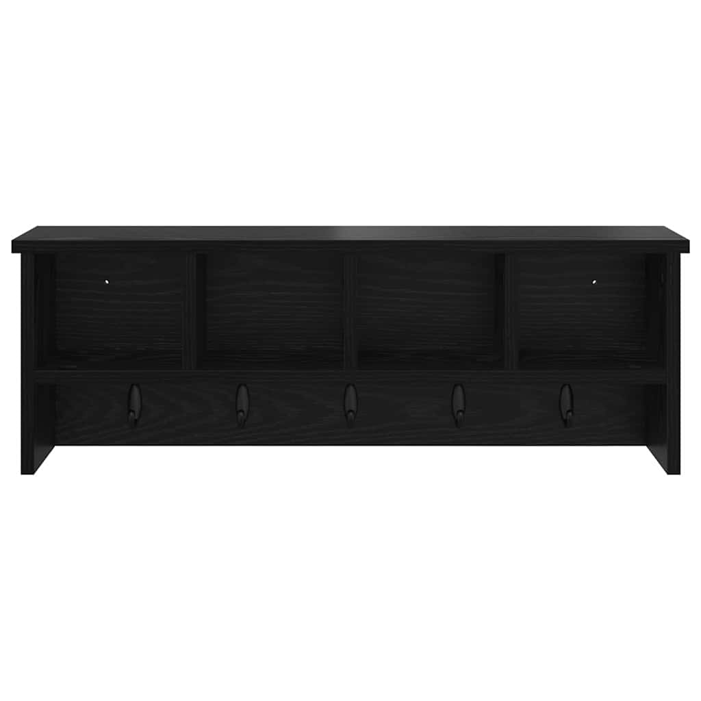 vidaXL Wall-Mounted Coat Rack with Shelf Black Oak 75 x 16 x 26 cm