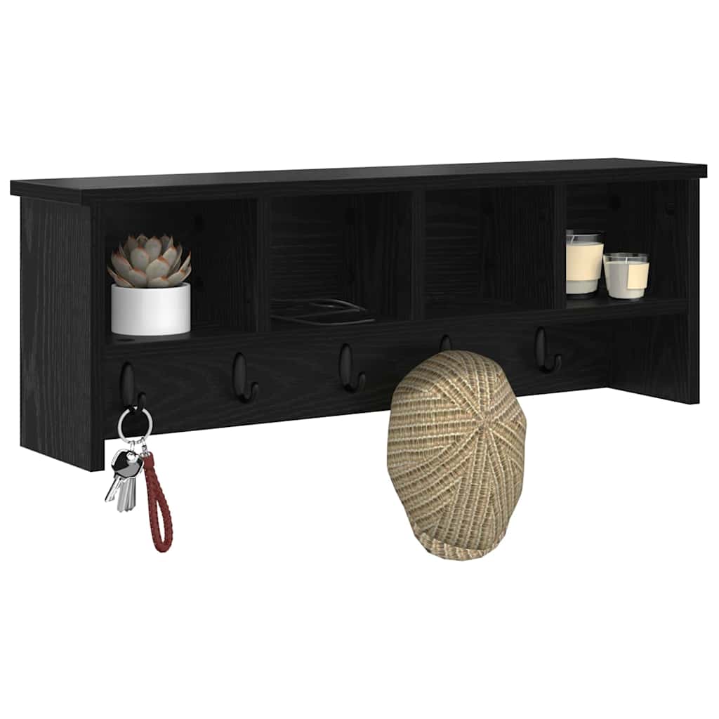 vidaXL Wall-Mounted Coat Rack with Shelf Black Oak 75 x 16 x 26 cm
