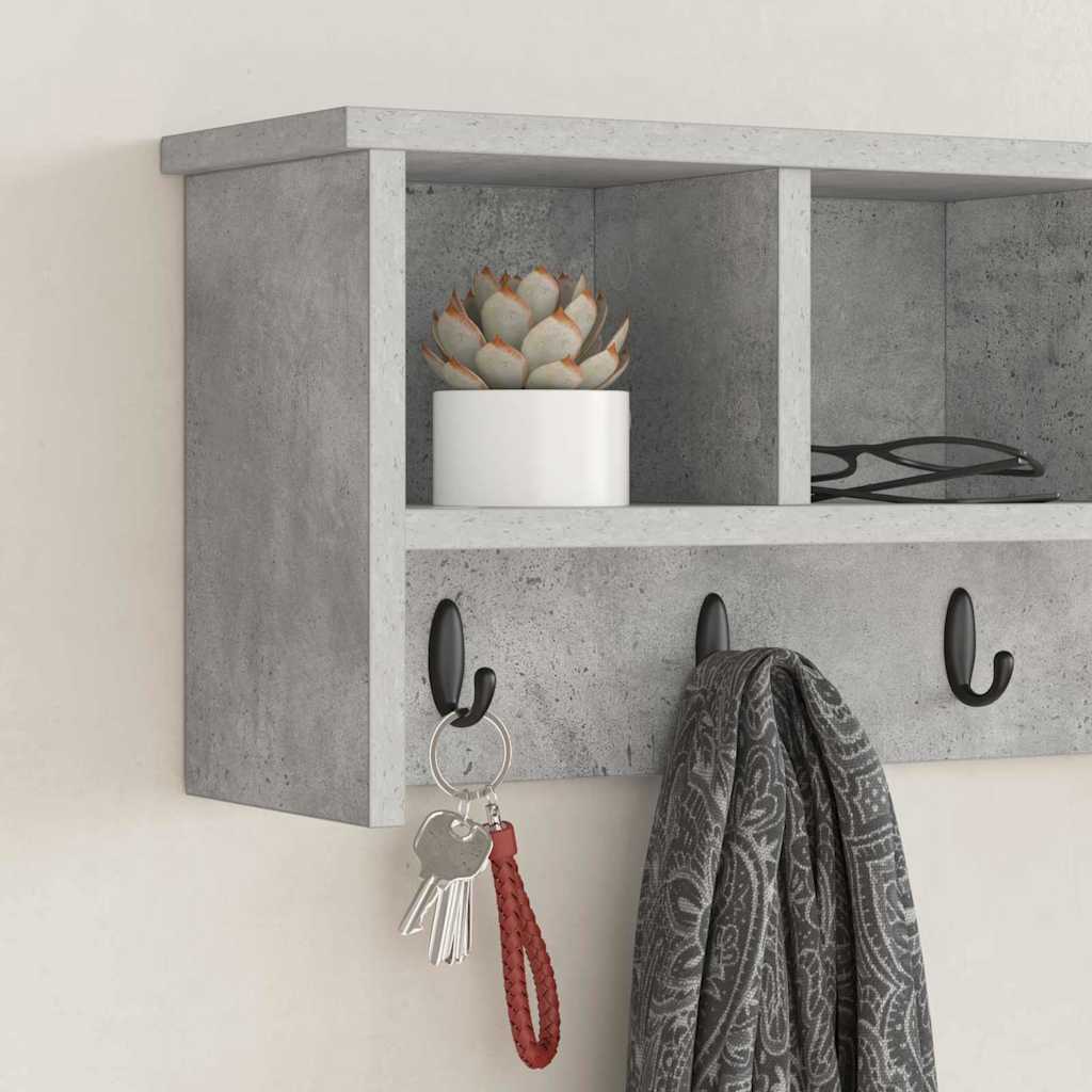 vidaXL Wall-Mounted Coat Rack with Shelf Concrete Grey 75 x 16 x 26 cm