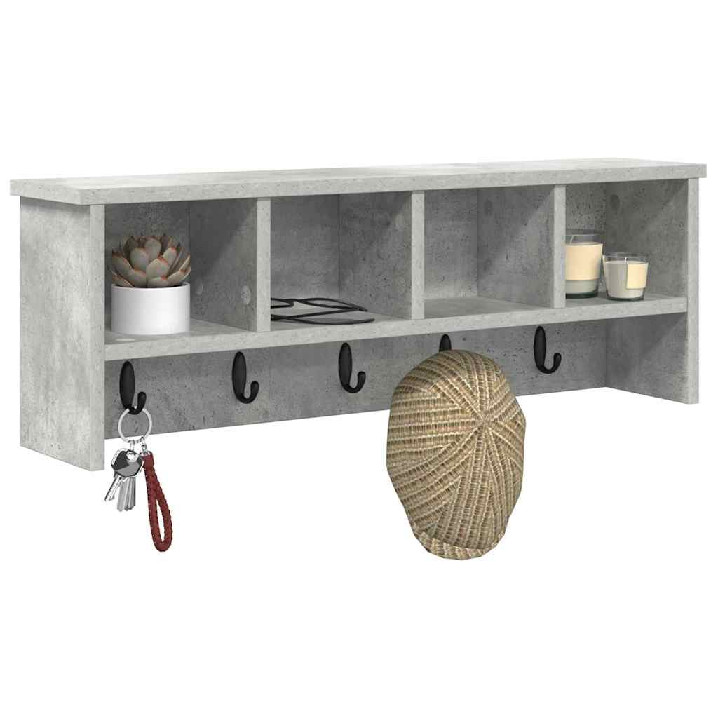 vidaXL Wall-Mounted Coat Rack with Shelf Concrete Grey 75 x 16 x 26 cm