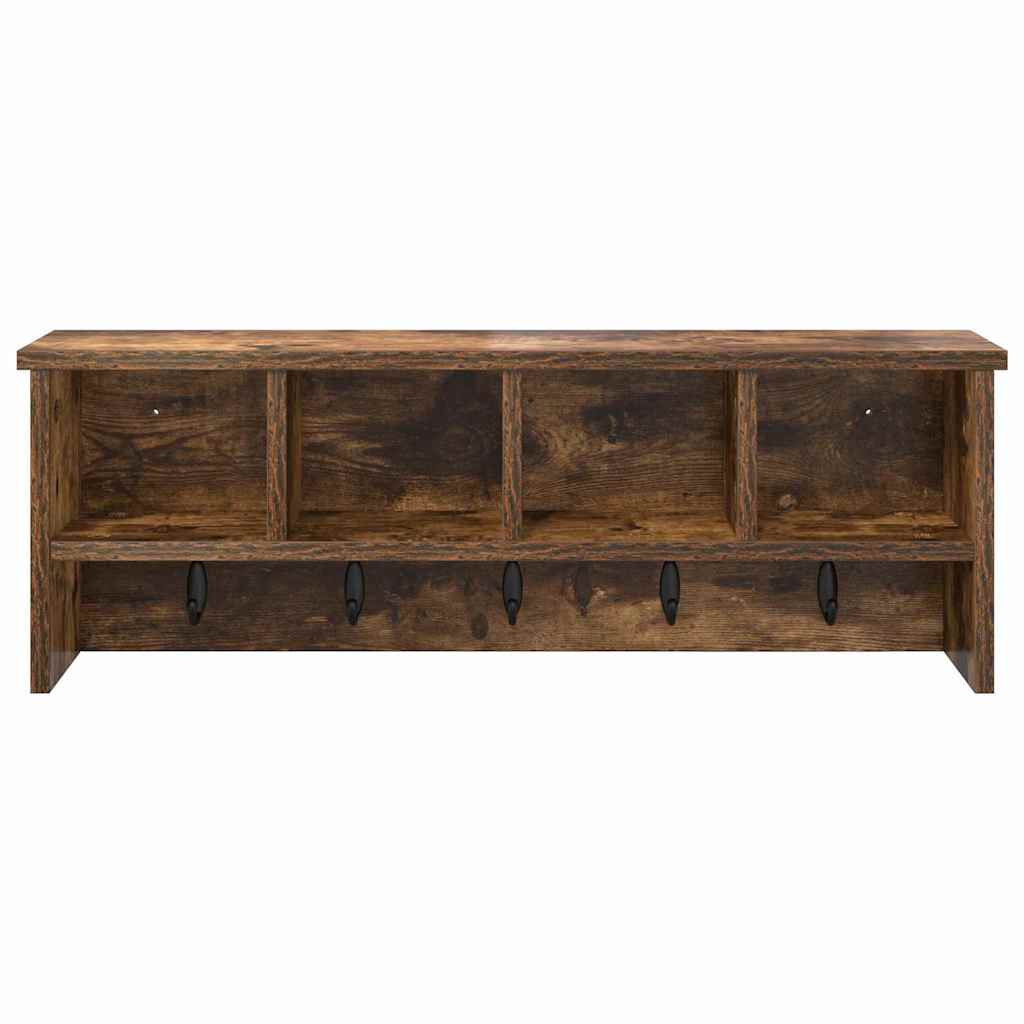 vidaXL Wall-Mounted Coat Rack with Shelf Smoked Oak 75 x 16 x 26 cm