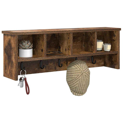 vidaXL Wall-Mounted Coat Rack with Shelf Smoked Oak 75 x 16 x 26 cm