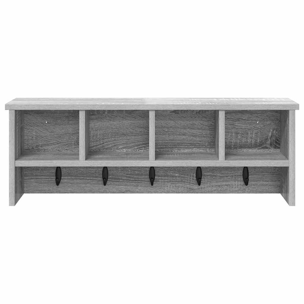 vidaXL Wall-Mounted Coat Rack with Shelf Grey Sonoma 75 x 16 x 26 cm