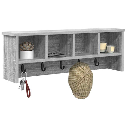 vidaXL Wall-Mounted Coat Rack with Shelf Grey Sonoma 75 x 16 x 26 cm