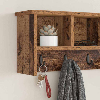 vidaXL Wall-Mounted Coat Rack Old Wood 75 x 16 x 26 cm Engineered wood