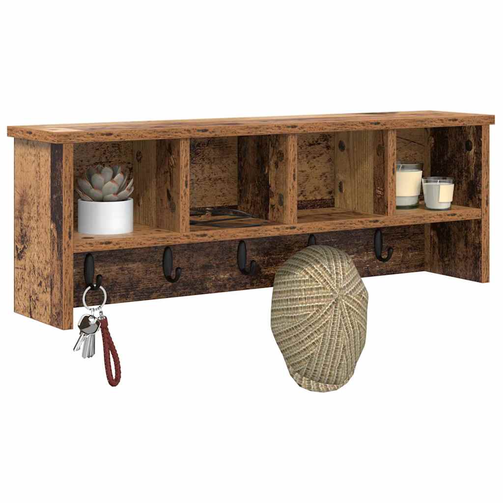vidaXL Wall-Mounted Coat Rack Old Wood 75 x 16 x 26 cm Engineered wood
