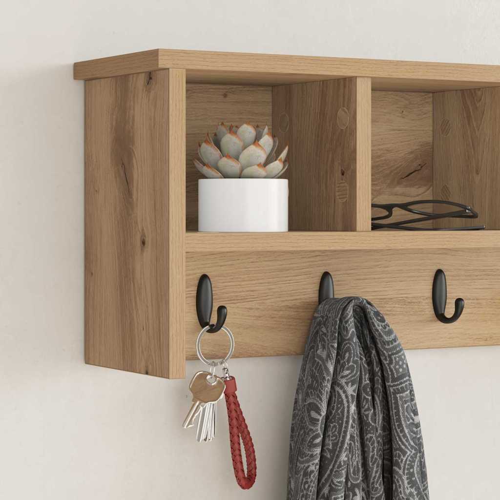 vidaXL Wall-Mounted Coat Rack with Shelf Artisan Oak 75 x 16 x 26 cm