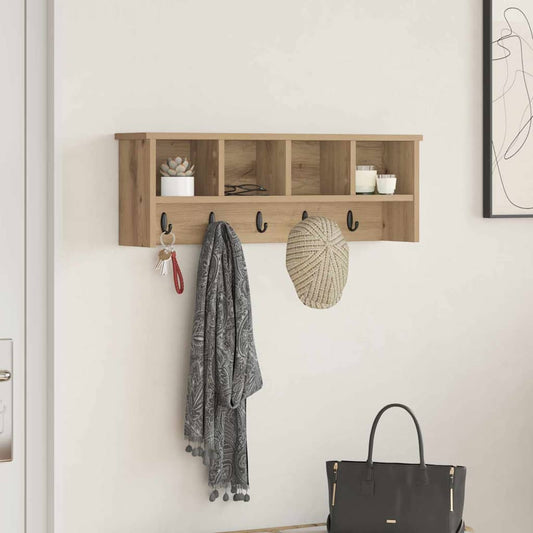 vidaXL Wall-Mounted Coat Rack with Shelf Artisan Oak 75 x 16 x 26 cm