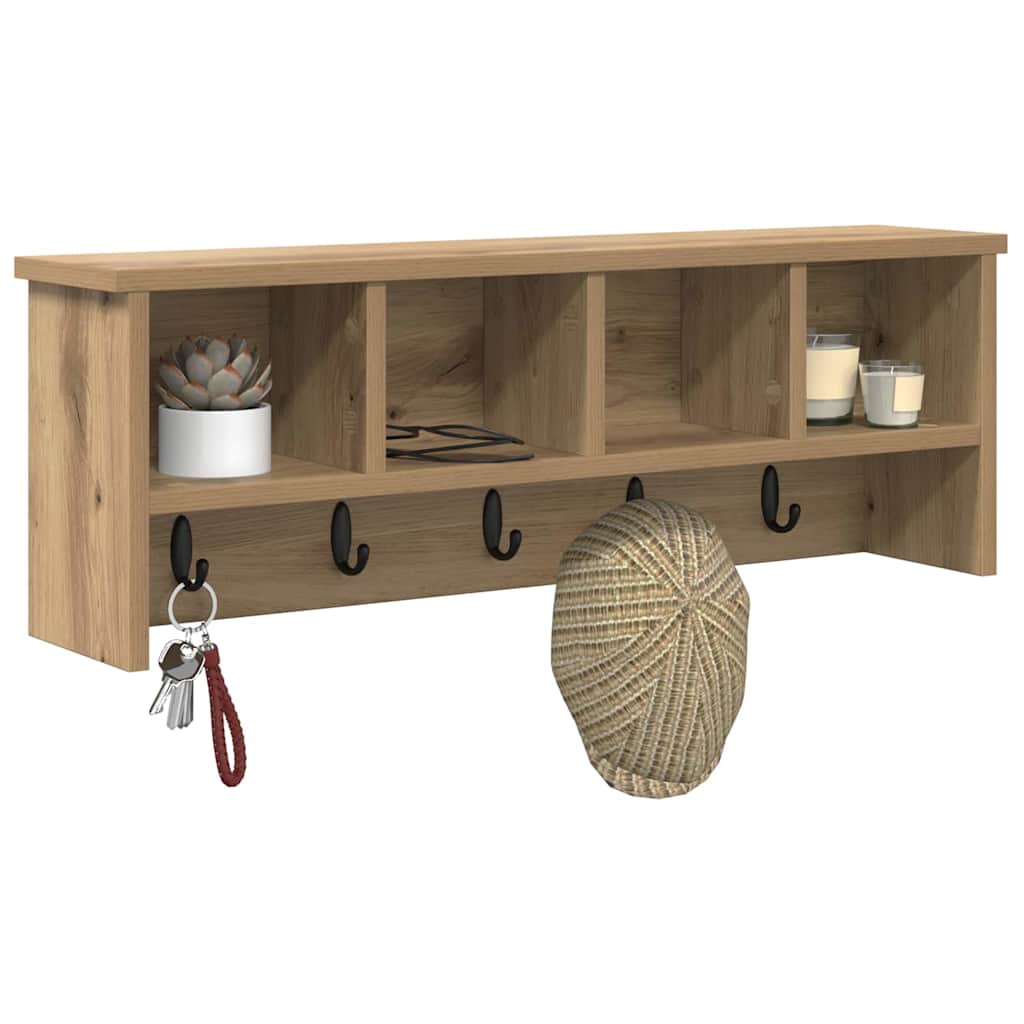 vidaXL Wall-Mounted Coat Rack with Shelf Artisan Oak 75 x 16 x 26 cm