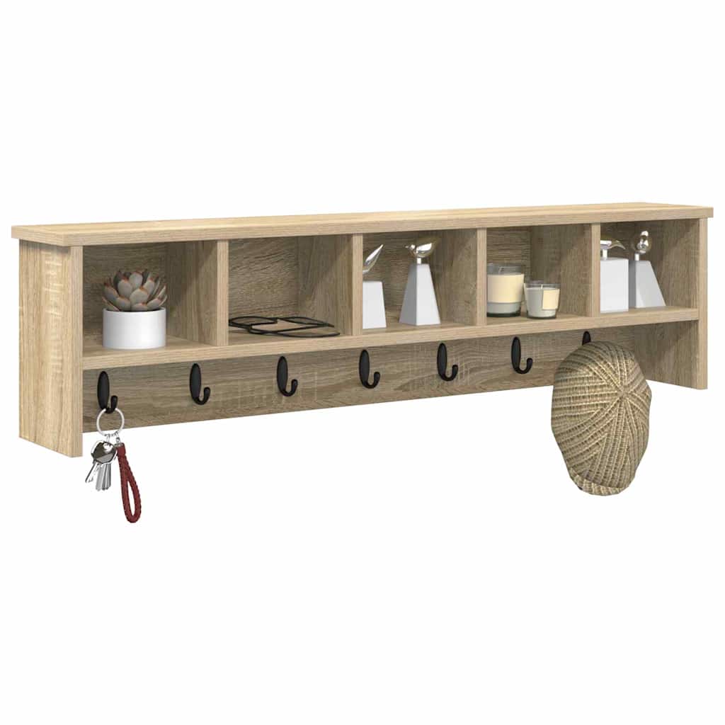 vidaXL Wall-Mounted Coat Rack with Shelf Sonoma Oak 100 x 16 x 26 cm