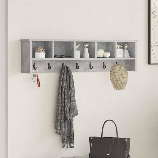 vidaXL Wall-Mounted Coat Rack Concrete Grey 100 x 16 x 26 cm