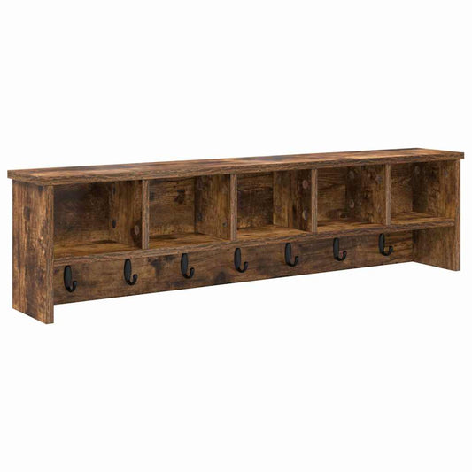 vidaXL Wall-Mounted Coat Rack with Shelf Smoked Oak 100 x 16 x 26 cm