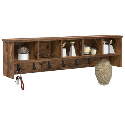 vidaXL Wall-Mounted Coat Rack with Shelf Smoked Oak 100 x 16 x 26 cm
