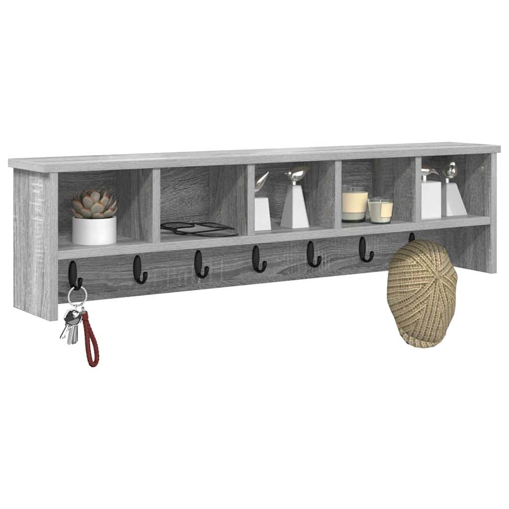 vidaXL Wall-Mounted Coat Rack with Shelf Grey Sonoma 100 x 16 x 26 cm