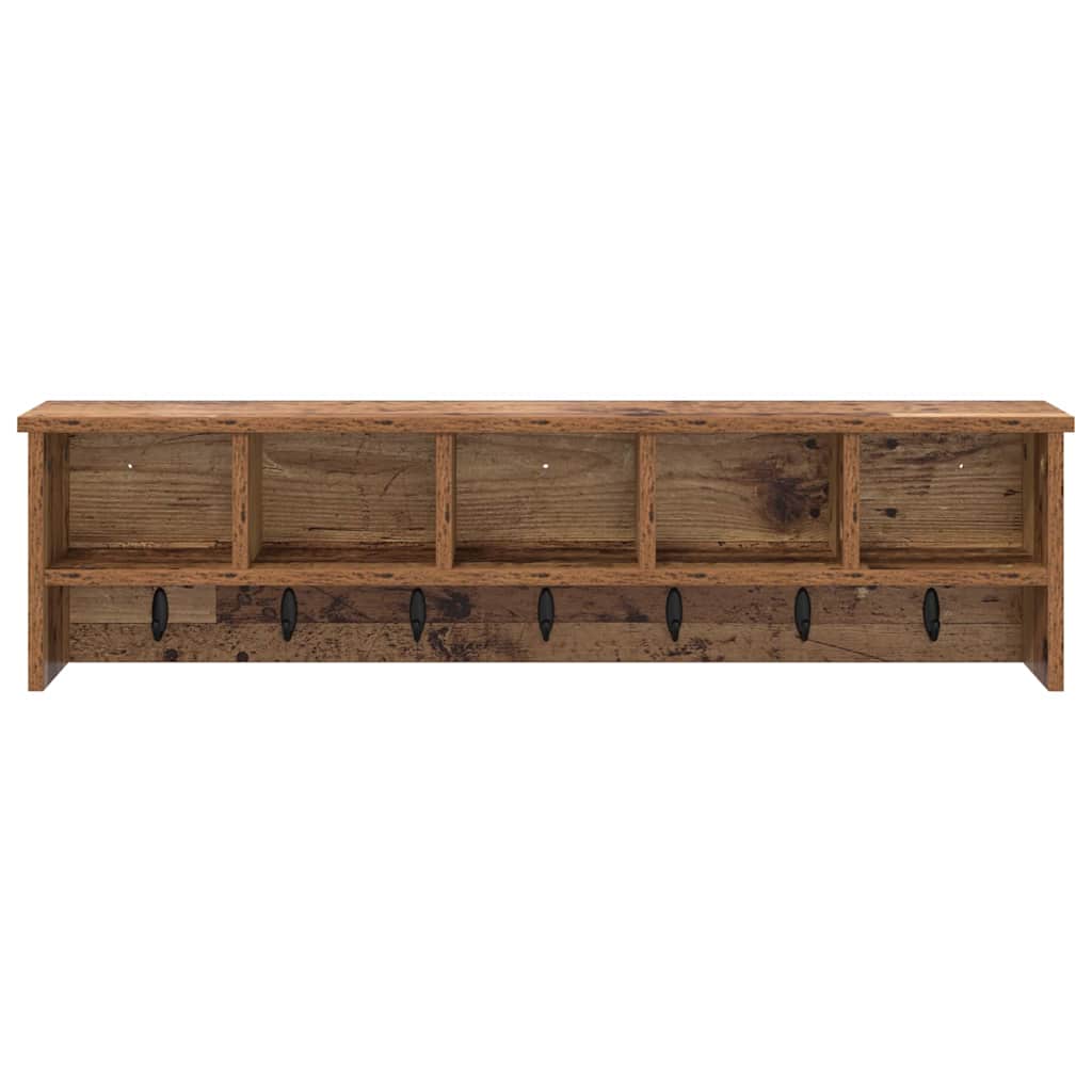 vidaXL Wall-Mounted Coat Rack with Shelf Old Wood 100 x 16 x 26 cm