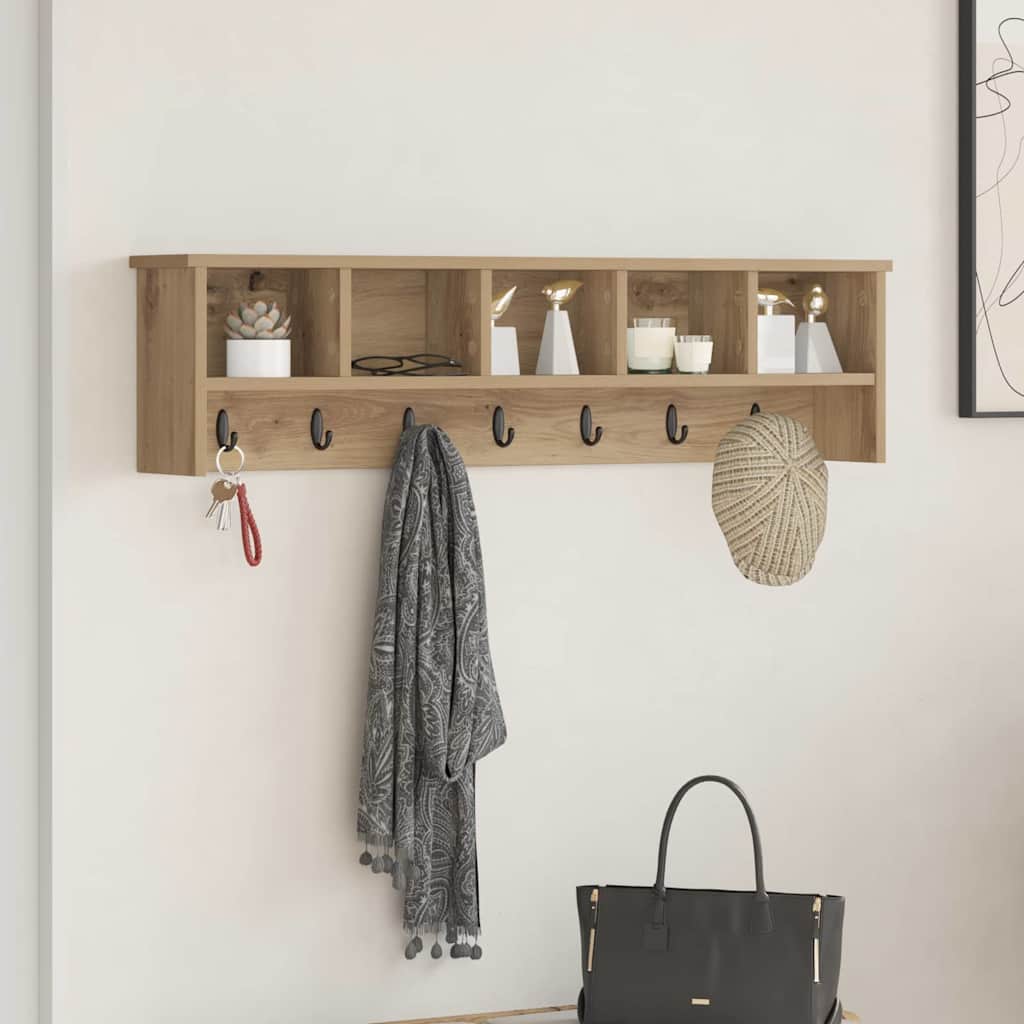 vidaXL Wall-Mounted Coat Rack Wall-Mounted Artisan Oak Engineered wood