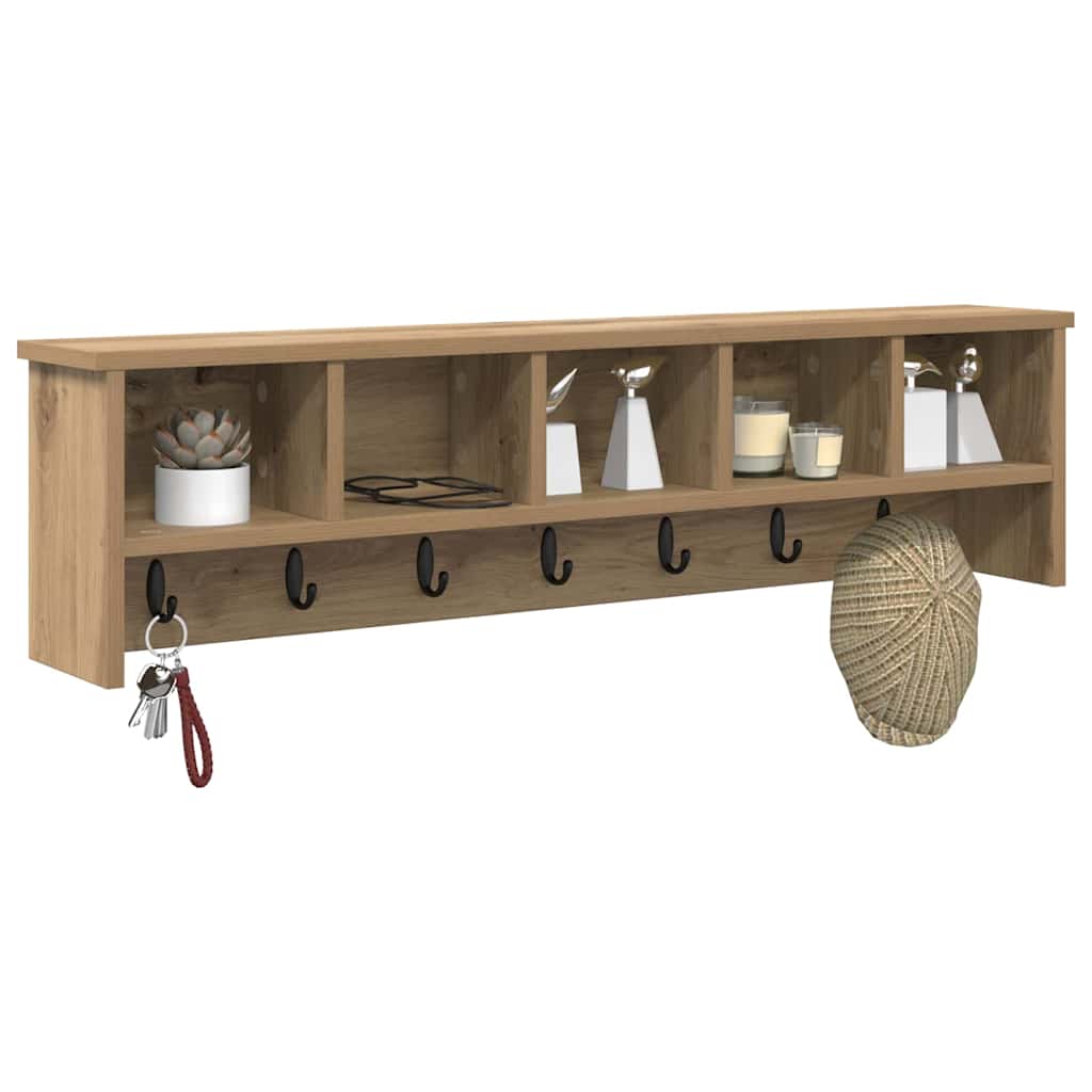 vidaXL Wall-Mounted Coat Rack Wall-Mounted Artisan Oak Engineered wood