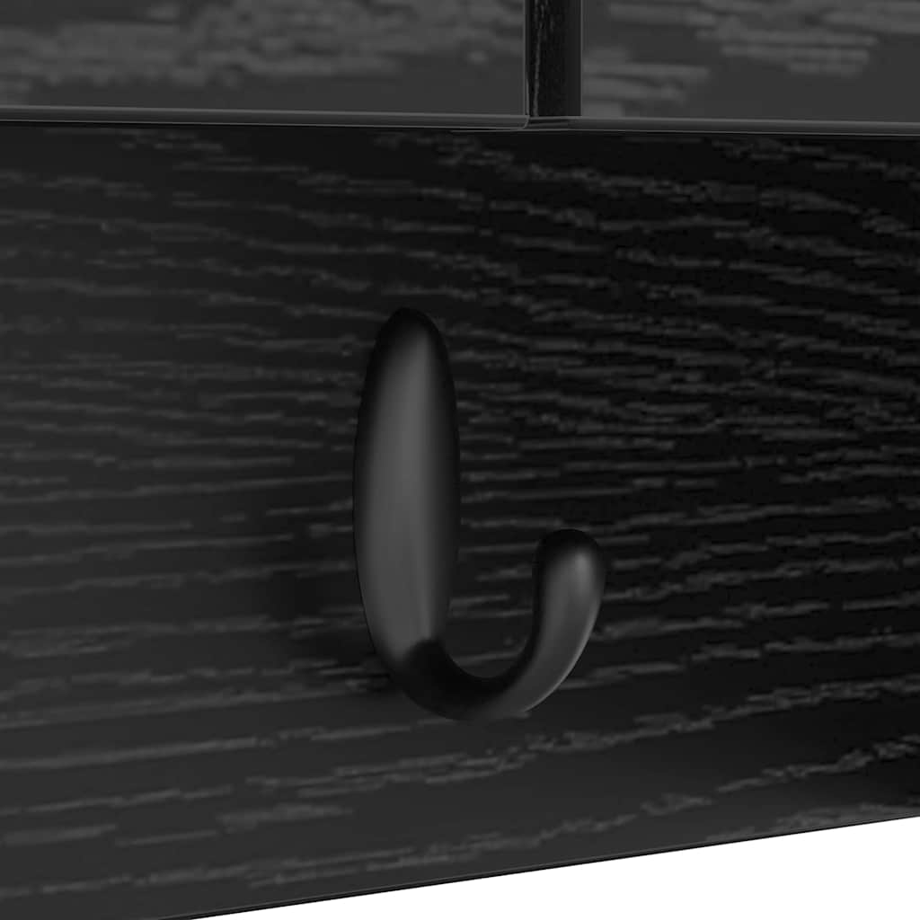 vidaXL Wall-Mounted Coat Rack with Shelf Black Oak 50 x 20 x 30 cm