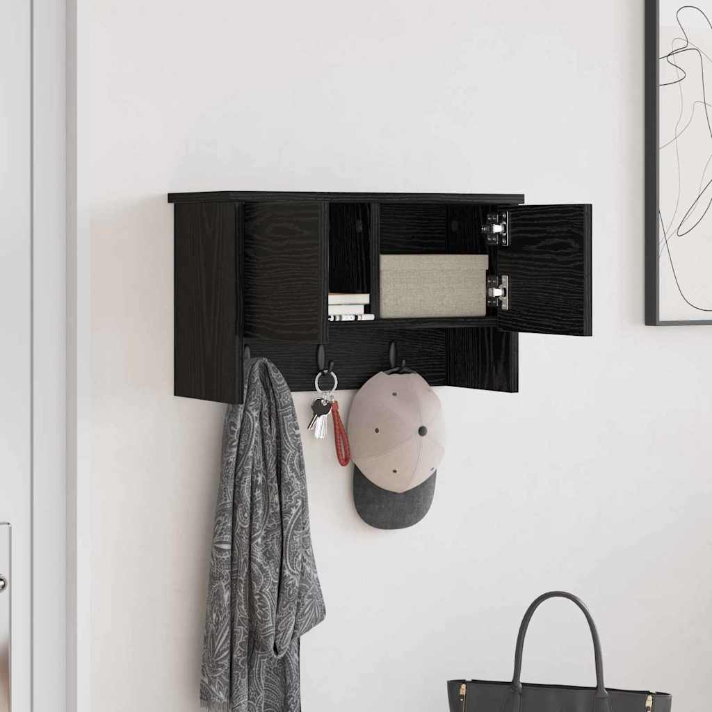 vidaXL Wall-Mounted Coat Rack with Shelf Black Oak 50 x 20 x 30 cm
